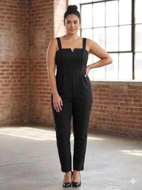 A New York Tailored Black Square-Neck Jumpsuit